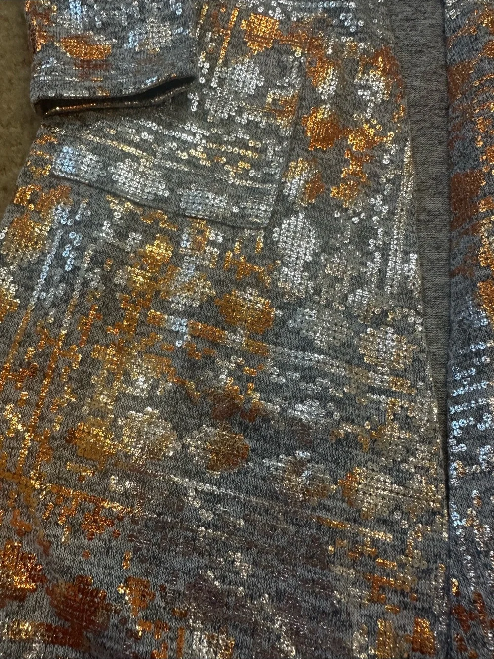 LuLaRoe Soraya Cardigan Size 8 Gold Silver Metallic Sparkle Pockets Discontinued